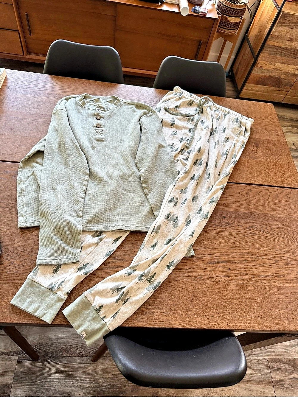 Honest Baby Clothing Feelin Pine Fam Jams Pajama Set Green & Cream Baby Medium